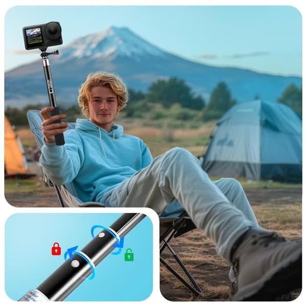 Tech-Protect Monopad/Selfie Stick GoPro/DJI - Svart Svart