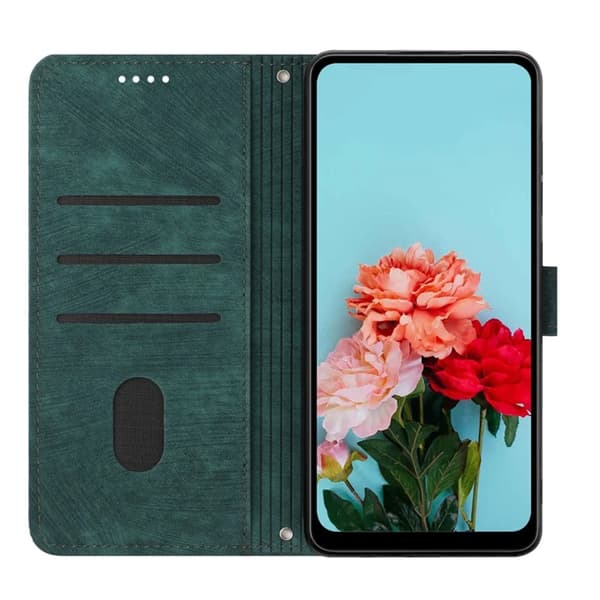 Sony Xperia 10 VII Konstläder Plånboksfodral Imprinted Lines - Grön Grön