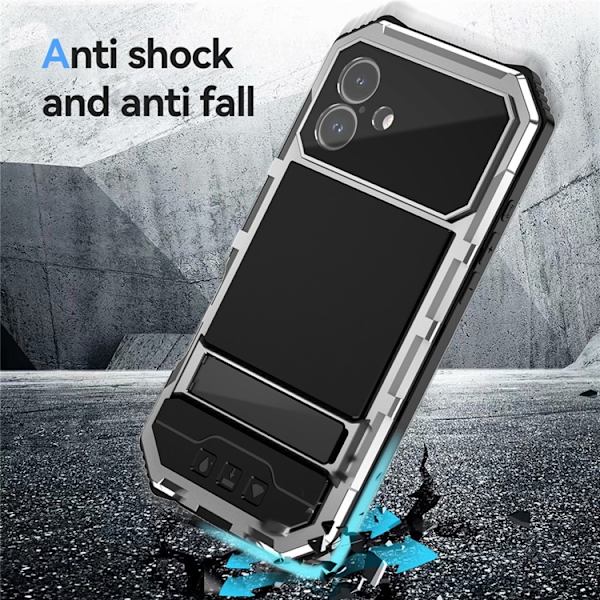 R-JUST Mobilskal till iPhone 16 Plus med Härdat Glas - Silver Silver