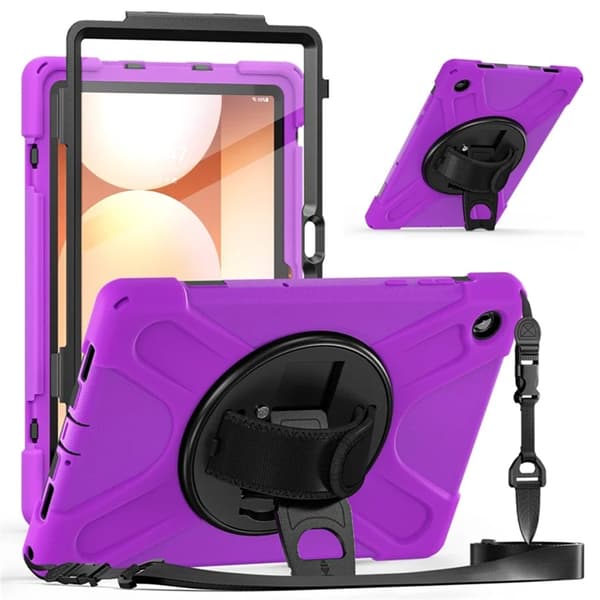 Mobilskal till Galaxy Tab A11 Plus Kickstand Silikon Axelrem Lila