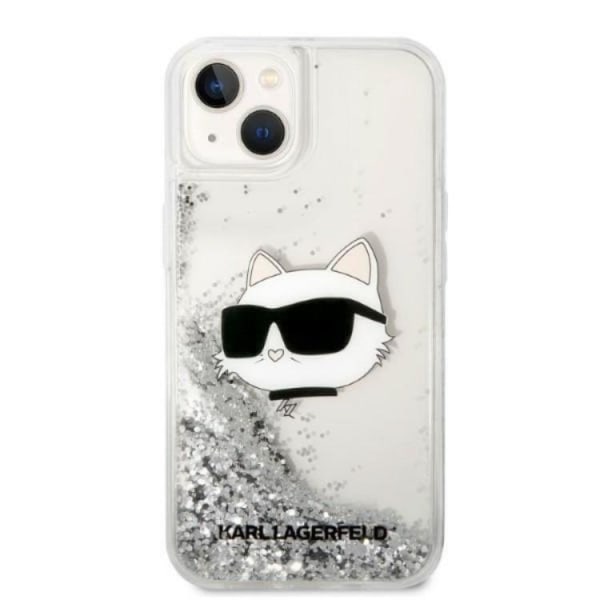 Karl Lagerfeld iPhone 14 Plus Skal Glitter Choupette Head - Silv