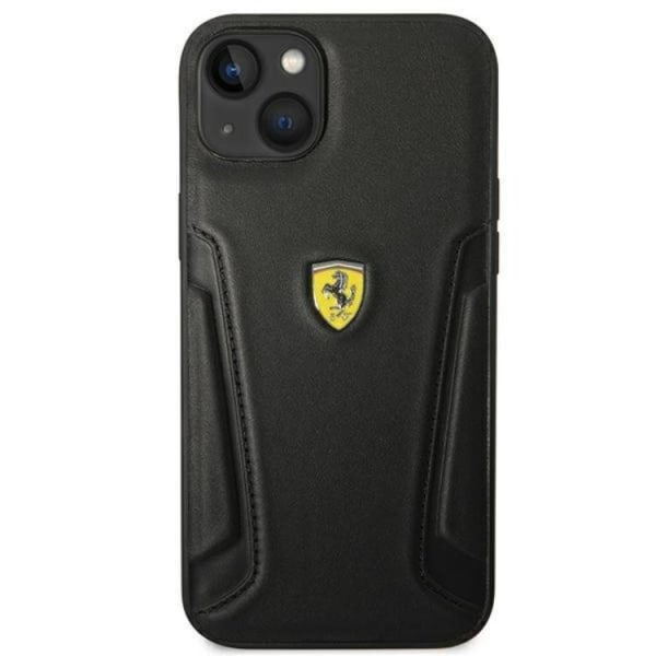 Ferrari iPhone 14 Plus Skal Læder Stamp Sides - Sort