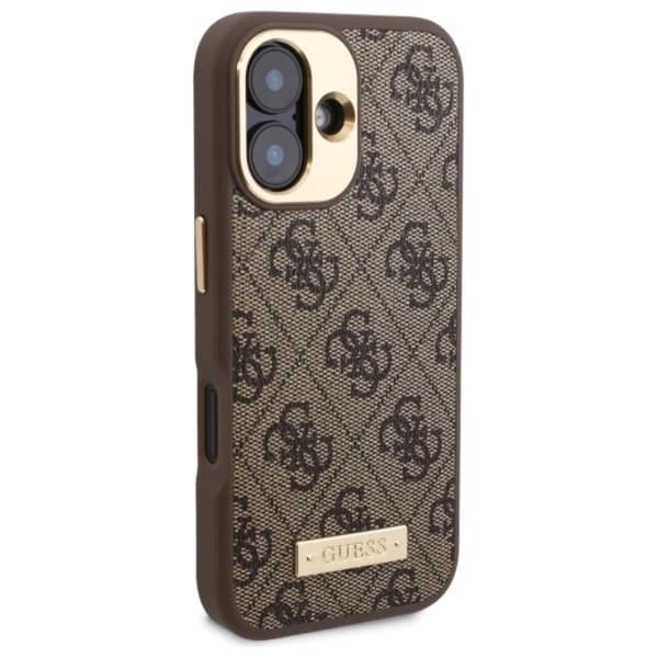 Guess Mobilskal till iPhone 16 Plus MagSafe 4G Logo Plate - Brun Brun