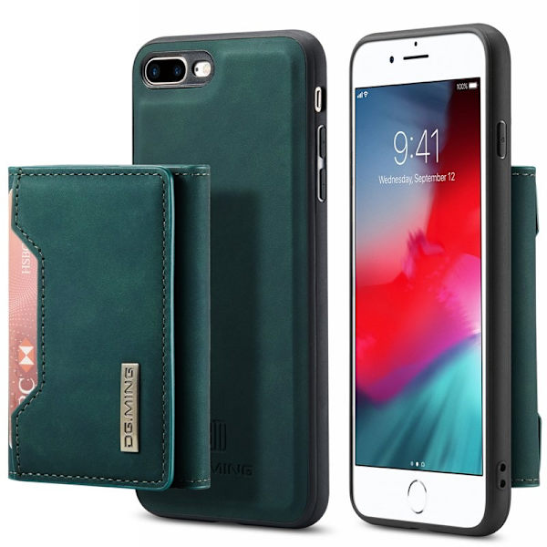 DG.MING M2 Series Plånboksfodral Konstläder för iPhone 7 Plus/8 Plus - Grön