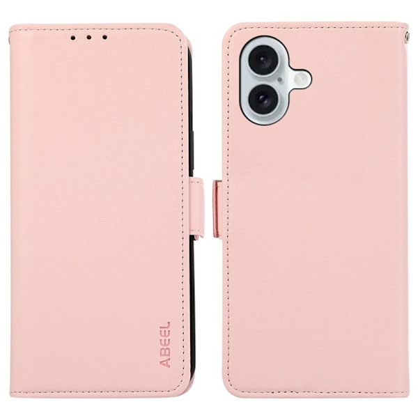 ABEEL iPhone 16 Plånboksfodral RFID-Skydd Konstläder - Rosa