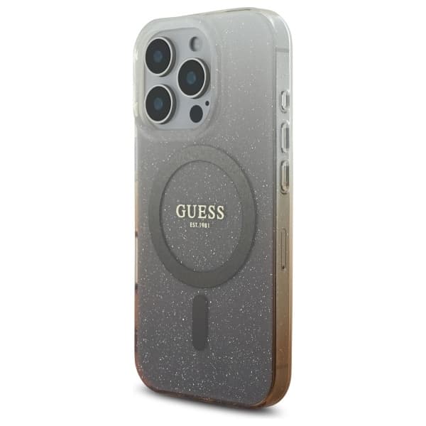 Guess Mobilskal till iPhone 16 Pro 6.3 MagSafe IML Glitter Gradient - Brun
