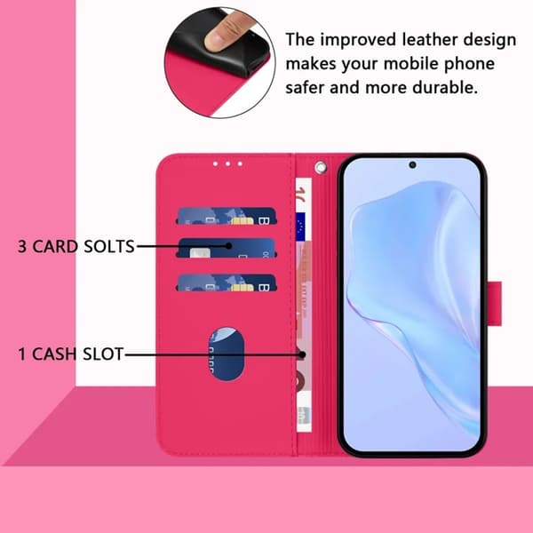 Sony Xperia 10 VII Plånboksfodral Solid Color Konstläder - Rosröd Röd