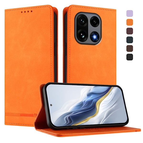 OnePlus 15 Konstläder Plånboksfodral RFID-Skydd Rinacasis Orange