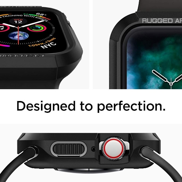 SPIGEN Rugged Armor Apple Watch 4/5/6/7/8/SE (44/45mm) Skal - Svart Svart