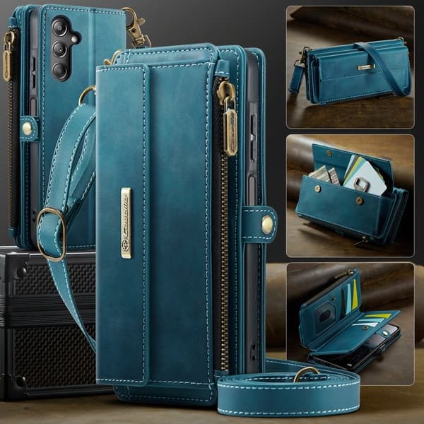 CASEME Konstläder Plånboksfodral för Samsung Galaxy A15 5G - Grön