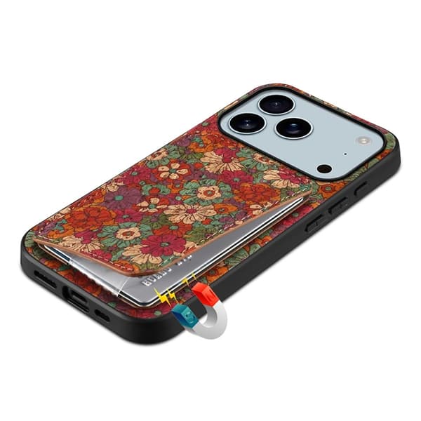 Mobilskal till iPhone 17 Pro Max Korthållare Blommor - Sommar / Röd Röd