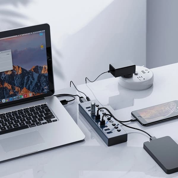 Orico Hubb 16xUSB-A 3.0 med Strömbrytare - Grå