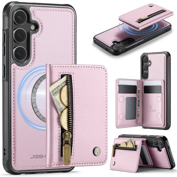 JEEHOOD Plånboksfodral för Samsung Galaxy S26 Konstläder Kickstand - Rosa