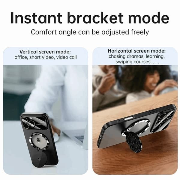 Mobilskal till iPhone 15 Pro Max Magsafe Sugkopphållare Kickstand Svart