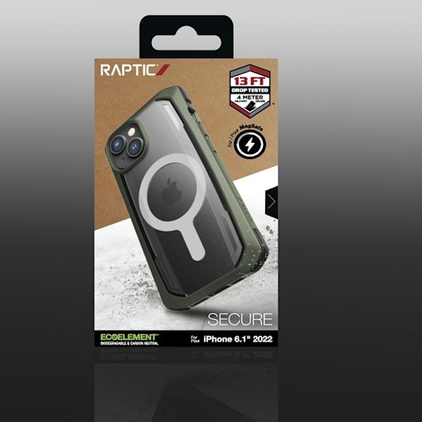 Raptic iPhone 14 Skal Magsafe Secure Armored - Vihreä Grön