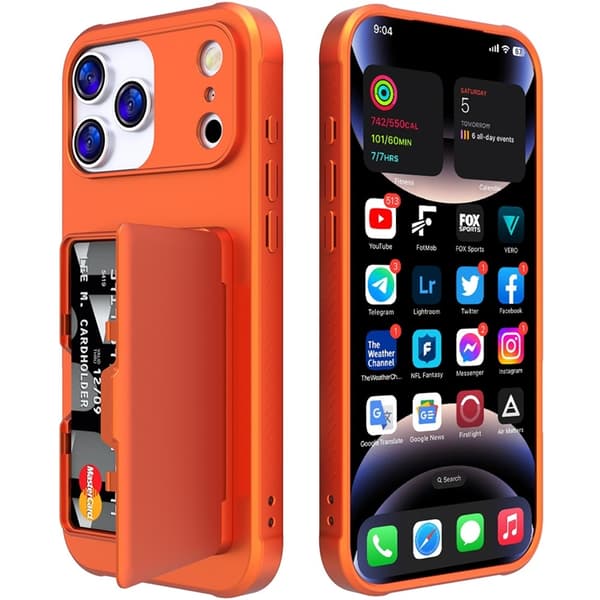 Mobilskal till iPhone 17 Pro Max Korthållare Mirror Kickstand - Orange Orange