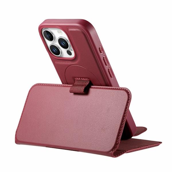 CASENEO iPhone 15 Pro Plånboksfodral RFID Blocking Konstläder - Röd