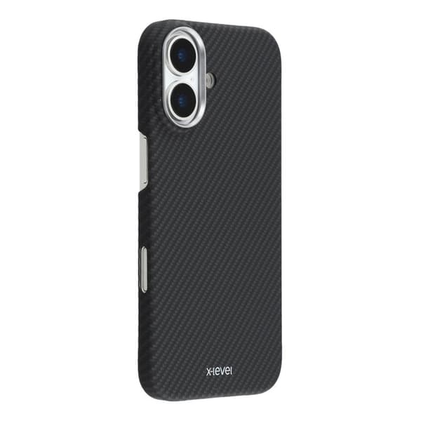 X-LEVEL Mobilskal till iPhone 17 Kolfiber Textur Hård PC Svart