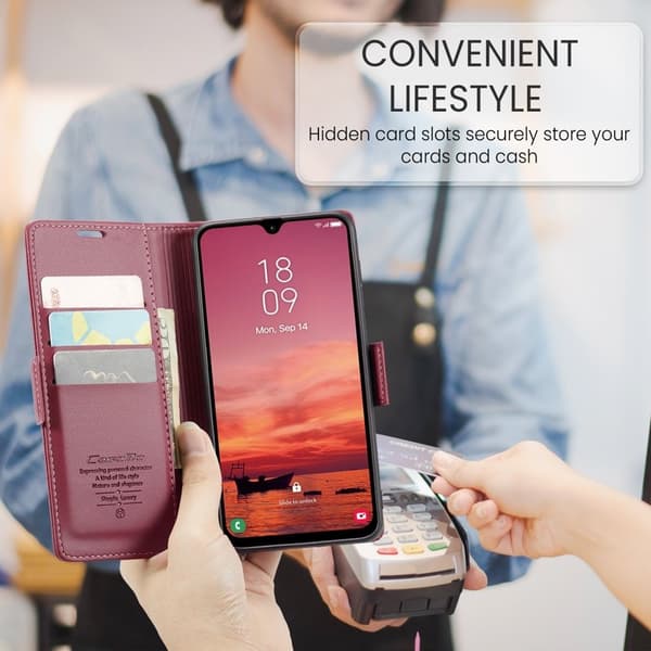 CASEME Plånboksfodral Konstläder för Samsung Galaxy A26 5G - Röd