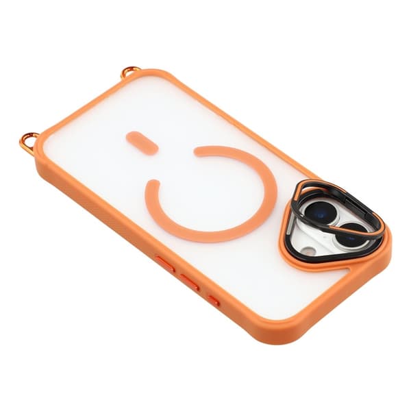 Mobilskal till iPhone 17 MagSafe med Justerbart Axelband Kamerastativ - Orange
