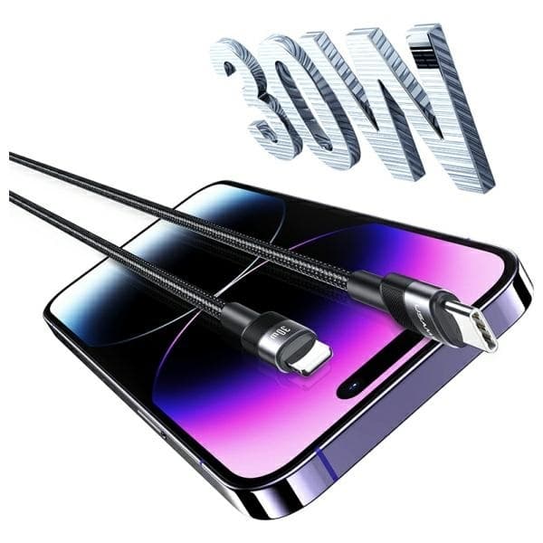 USAMS Kabel USB-C–Lightning 30W 1,2m SY-serie (US-SJ729) - Svart