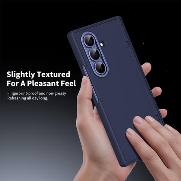 Plånboksfodral För Galaxy Z Fold 8 med Härdat Glas - Blå Blå