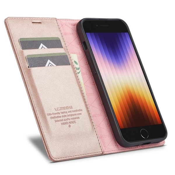 LC.IMEEKE iPhone 16e Plånboksfodral Konstläder - Roséguld