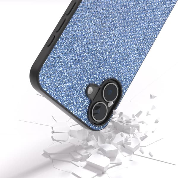ABEEL Mobilskal till iPhone 16 Plus Rhinestone Textur Blå Kant