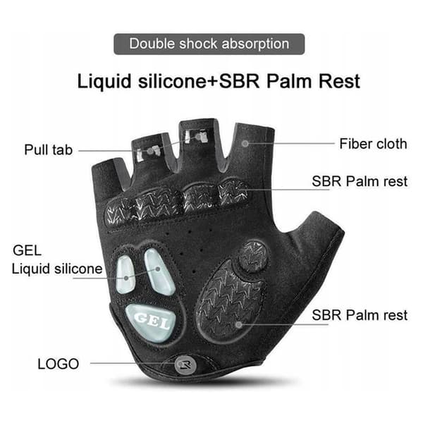 Rockbros Cykel Handskar Med Gel Inserts S169BGR Medium - Svart/Grå Svart