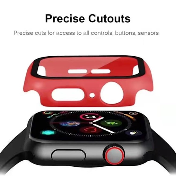 2-in-1 Skal Och Härdat Glas Skärmskydd Apple Watch 7 45 mm - Röd Röd