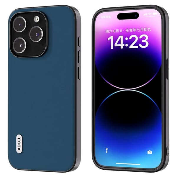 ABEEL Mobilskal till iPhone 14 Pro Max Äkta Läder - Blå