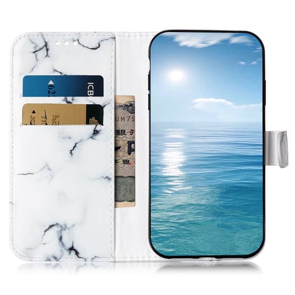 Sony Xperia 1 VII Konstläder Plånboksfodral Marble Painted - Vit Vit