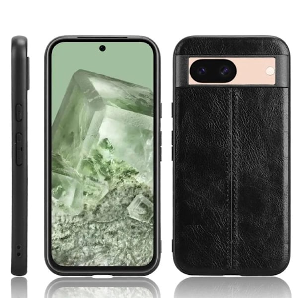 Google Pixel 8A Mobilskal Läderimitation - Svart Svart