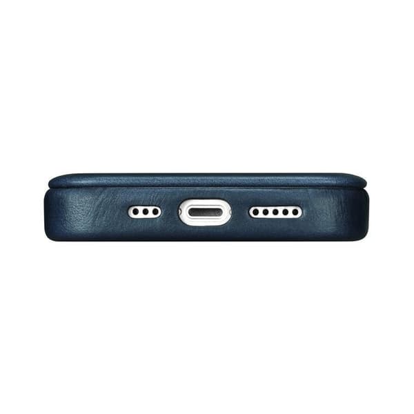 iCarer iPhone 14 Plus Lompakkokotelo Magsafe Nahka - Sininen Blå