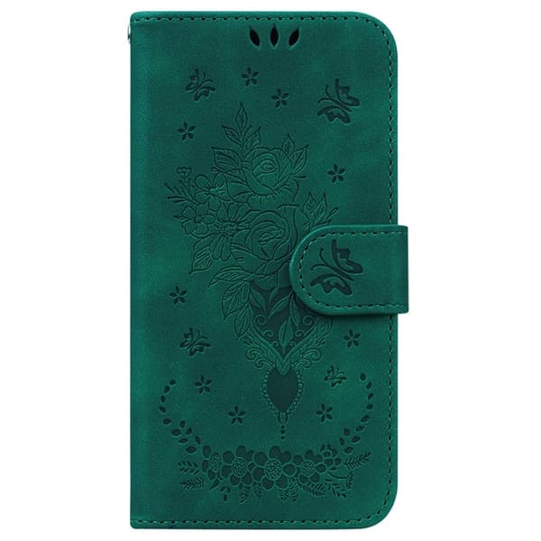 Sony Xperia 1 VII Konstläder Plånboksfodral Butterfly och Flower Pattern - Grön Grön