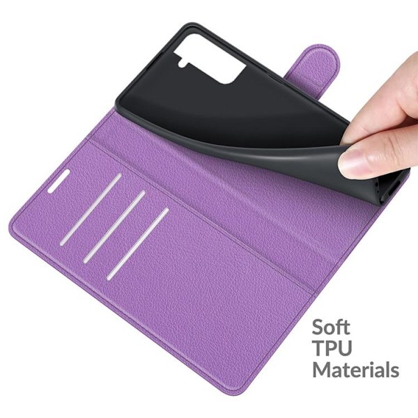Litchi Magnetic Fodral Galaxy S22 Plus 5G - Lila