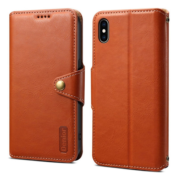 DENIOR iPhone XS Max Plånboksfodral Konstläder Skydd - Brun