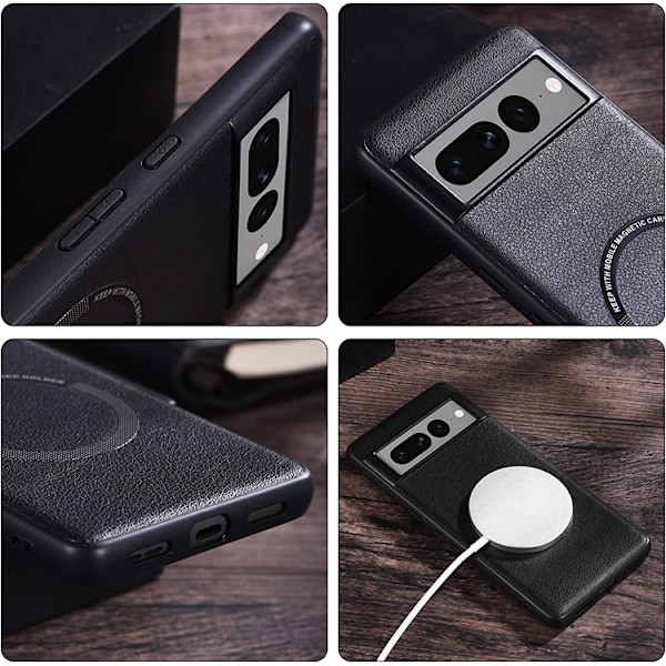 Google Pixel 7 Skal Magsafe Magnetic PU-Läder - Röd