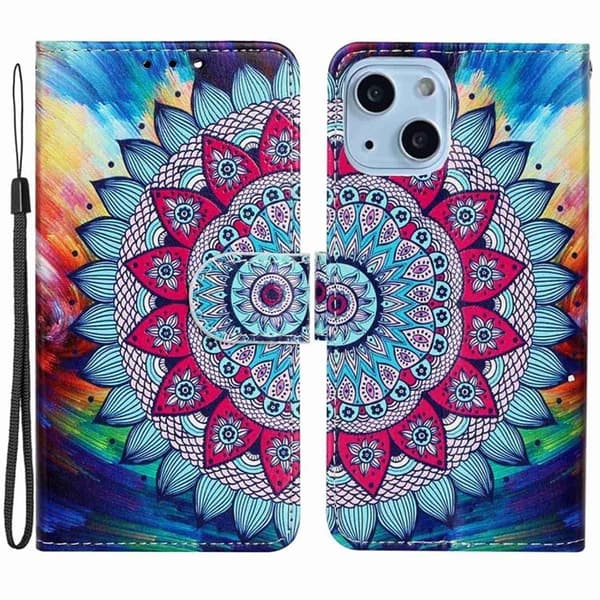 iPhone 14 Plus Pungeetui Folio Flip - Mandala Flower Flerfärgad