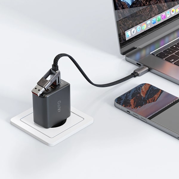 Acefast USB-C - USB-A - USB-C 3A Kabel 0,2 m 480 MB/s Sort Svart