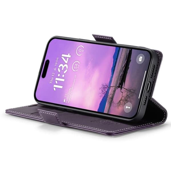 CASEME iPhone 16 Plånboksfodral Konstläder RFID-Skydd Lila
