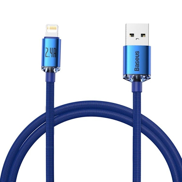 Baseus Crystal USB Type A till Lightning -kabel 1,2 m - Blå Blå