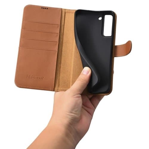 iCarer Haitang Ægte Læder Etui Galaxy S22 Plus - Brun Brown