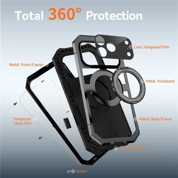 R-JUST Mobilskal till iPhone 17 Pro Max Magsafe Kickstand Svart