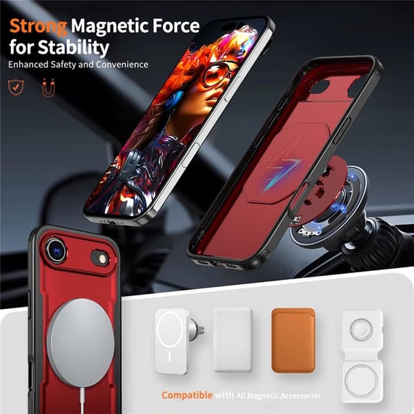 Mobilskal till iPhone Air MagSafe TPU+PC Kickstand - Röd Röd