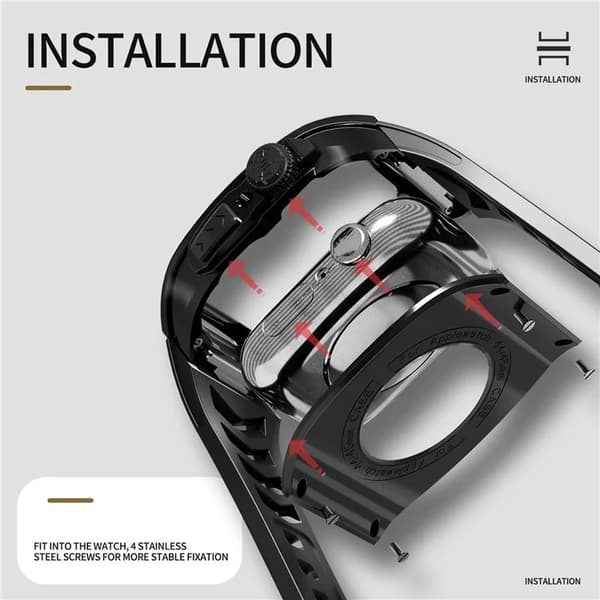 SHELLBOX Apple Watch 44mm Armband Silikon Metal - Svart