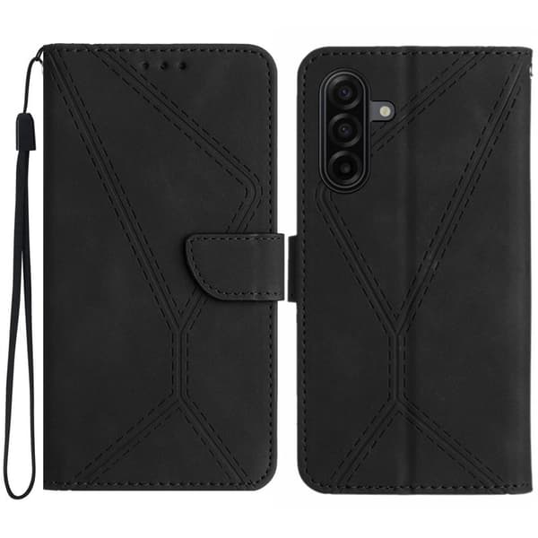 Mobilskal till Samsung Galaxy S26 Touch Lines Imprinted KonstLäder - Svart