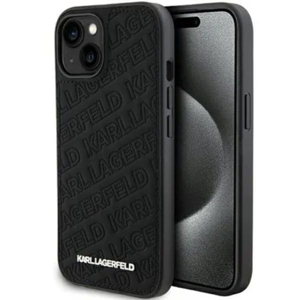 Karl lagerfeld iPhone 15 Plus -mobiilisuojus tikattu kuvio - musta