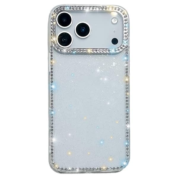Mobilskal till iPhone 17 Pro Rhinestone Edge -Glitter Transparent Transparent