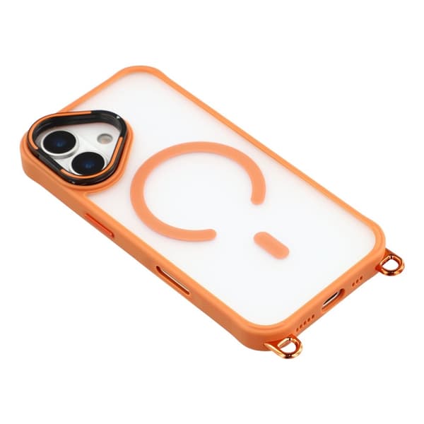 Mobilskal till iPhone 17 MagSafe med Justerbart Axelband Kamerastativ - Orange